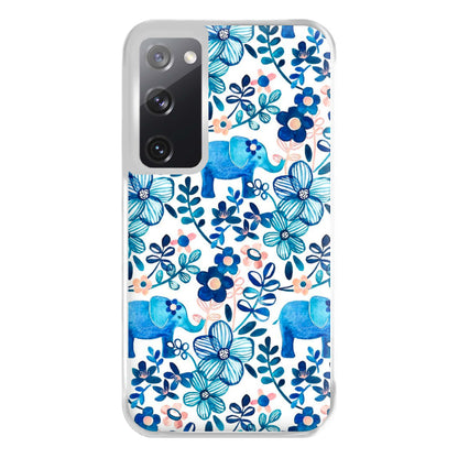 Elephant and Floral Pattern Phone Case for Galaxy S20FE