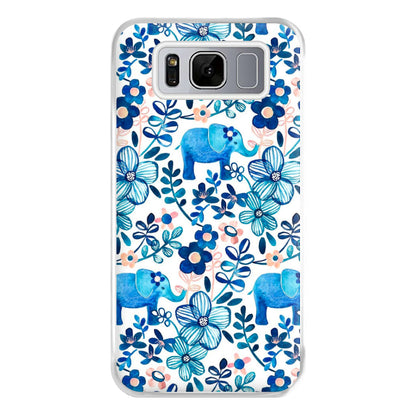 Elephant and Floral Pattern Phone Case for Galaxy S8 Plus