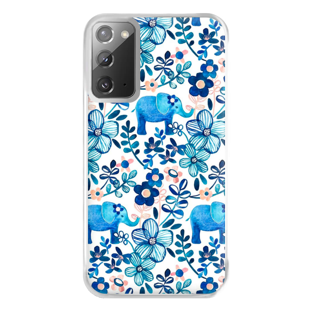 Elephant and Floral Pattern Phone Case for Galaxy Note 20 Ultra