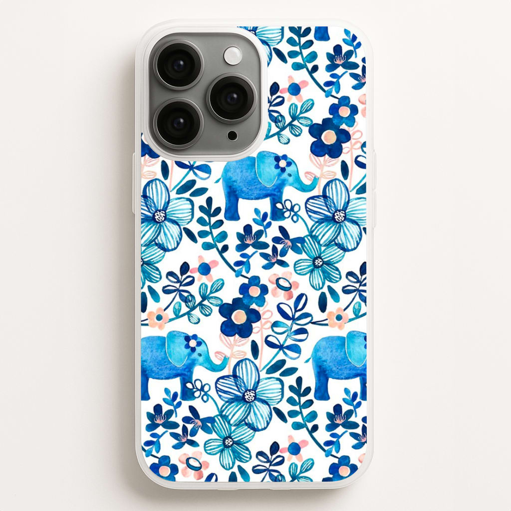 Elephant and Floral Pattern Phone Case