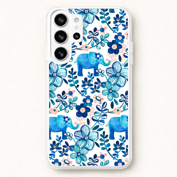 Elephant and Floral Pattern Phone Case for Galaxy S26 Ultra