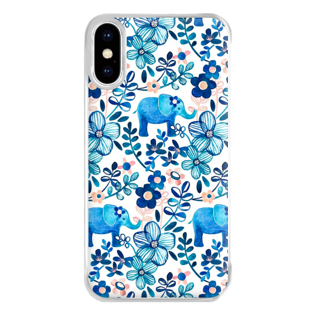 Elephant and Floral Pattern Phone Case for iPhone XS Max