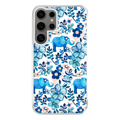 Elephant and Floral Pattern Phone Case for Galaxy S24 Ultra