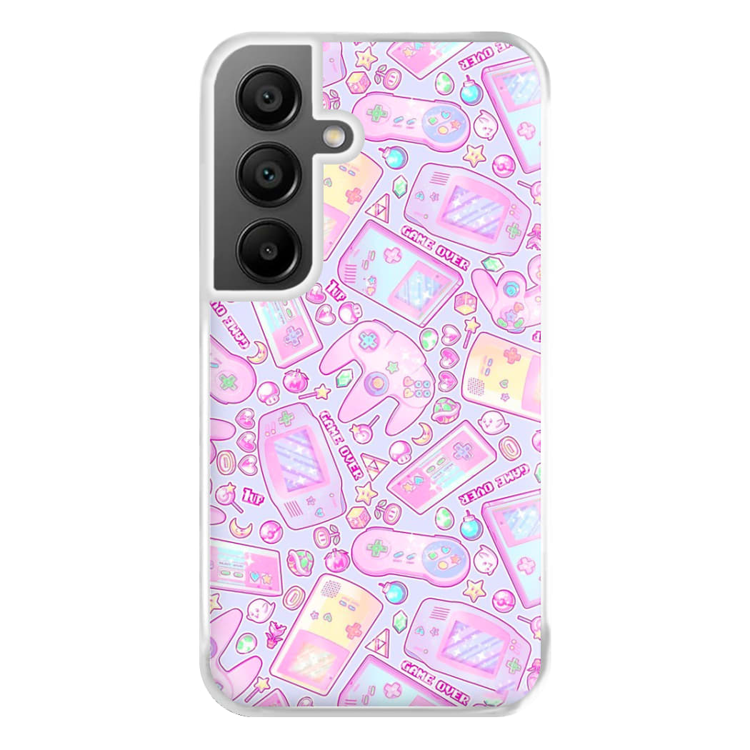 Power Up, Gaming Pattern Phone Case for Galaxy A55