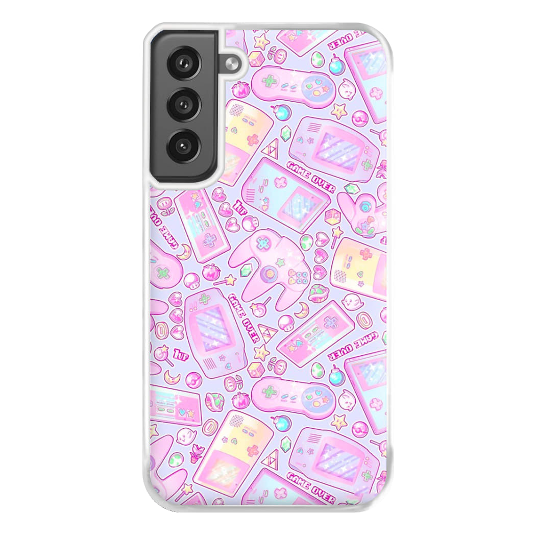 Power Up, Gaming Pattern Phone Case for Galaxy S21FE