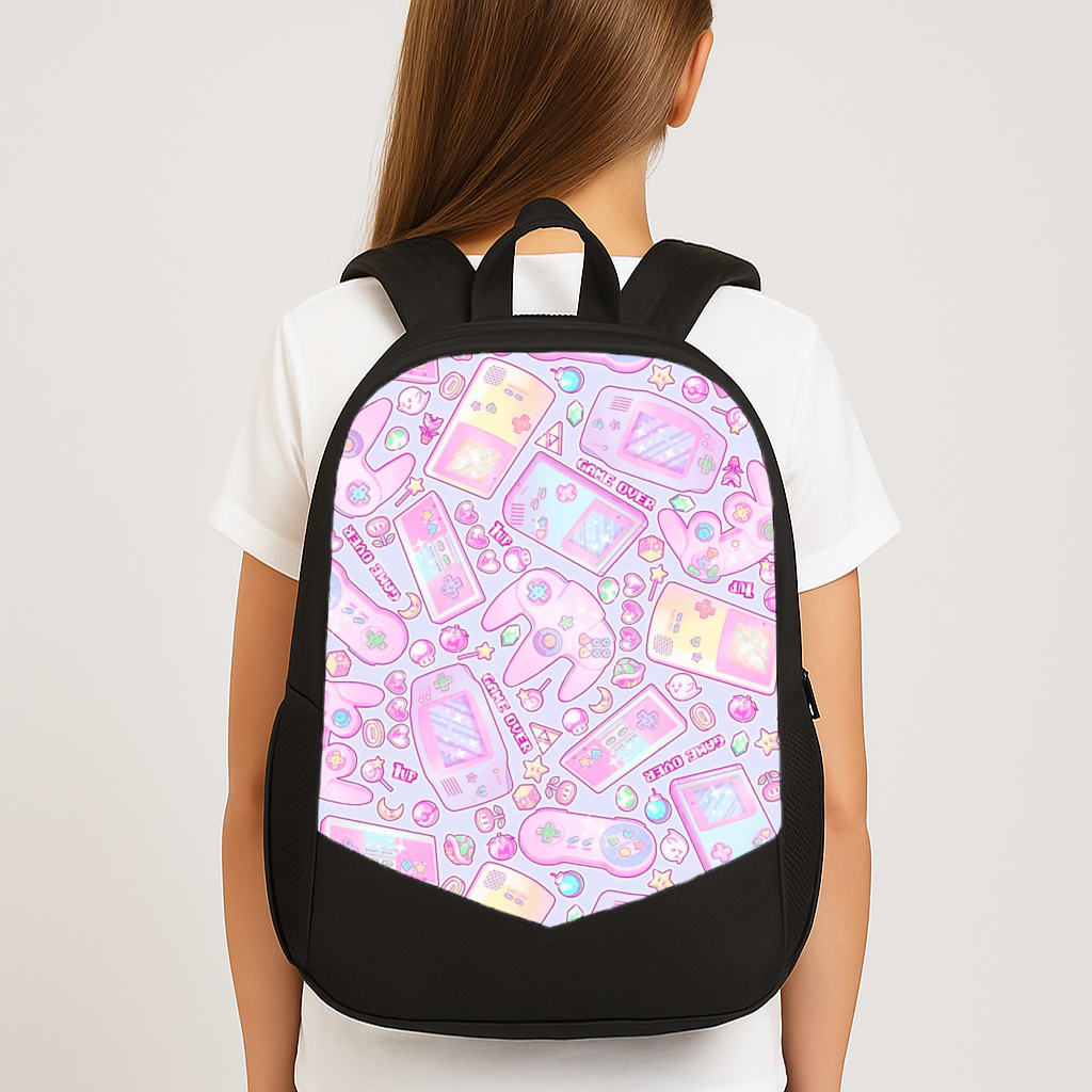 Power Up, Gaming Pattern Large School Bag