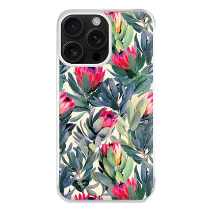 Painted Protea Pattern Phone Case for iPhone 16 Pro Max