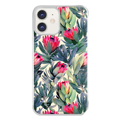 Painted Protea Pattern Phone Case for iPhone 12 / 12 Pro