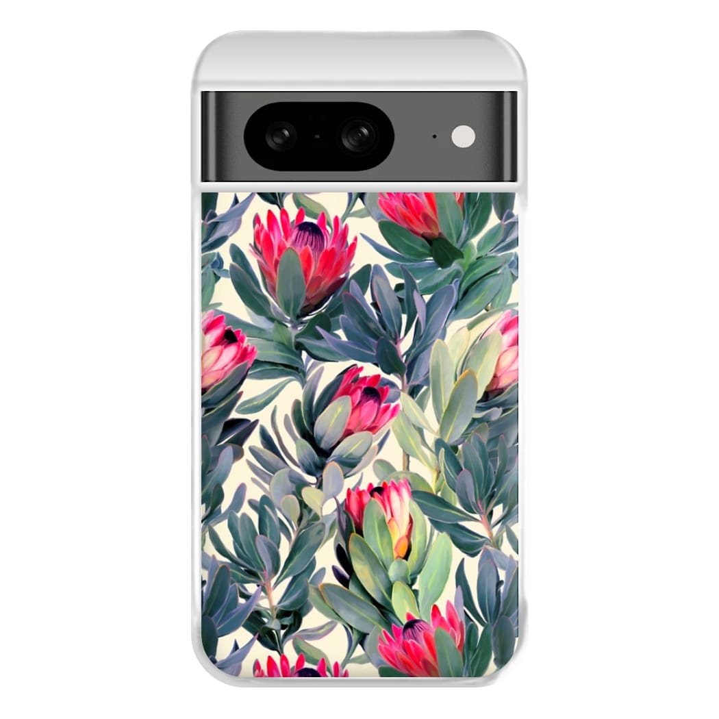 Painted Protea Pattern Phone Case for Google Pixel 8