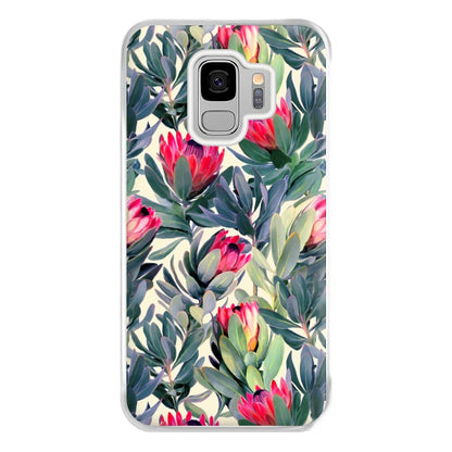 Painted Protea Pattern Phone Case for Galaxy S9 Plus