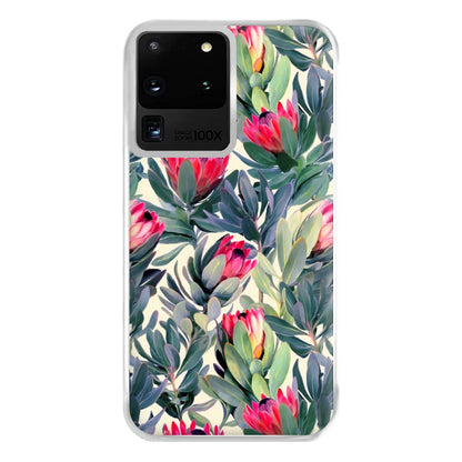 Painted Protea Pattern Phone Case for Galaxy S20 Ultra