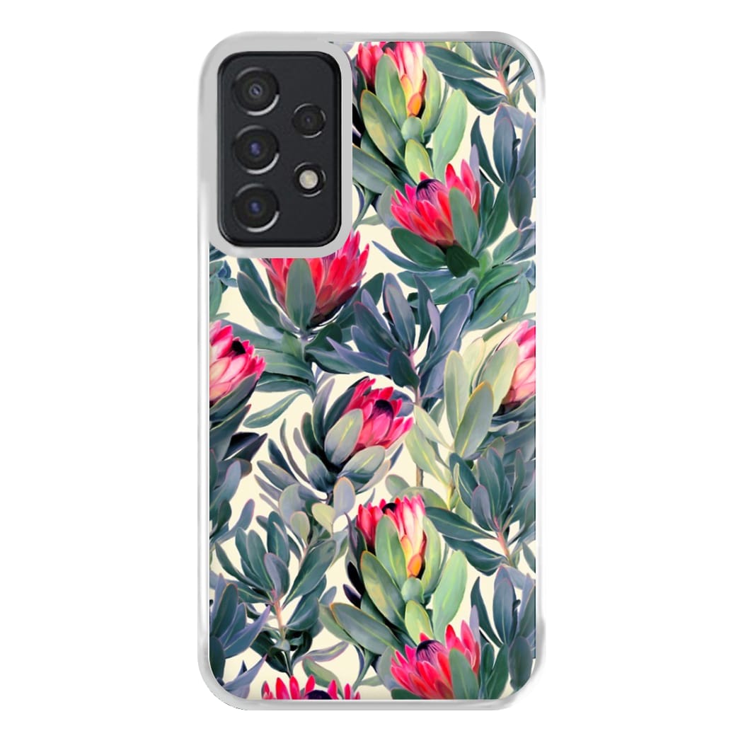 Painted Protea Pattern Phone Case for Galaxy A52 / A52s