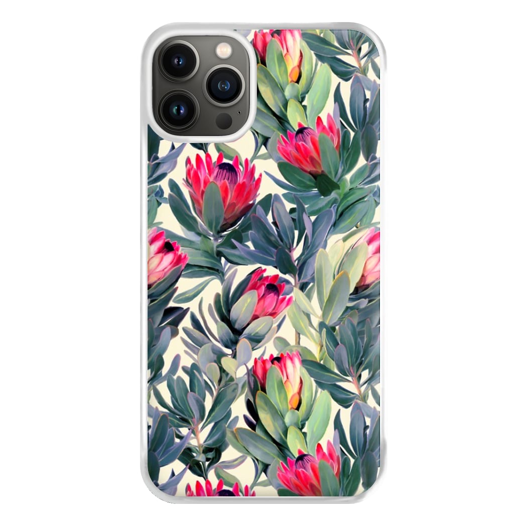 Painted Protea Pattern Phone Case for iPhone 13