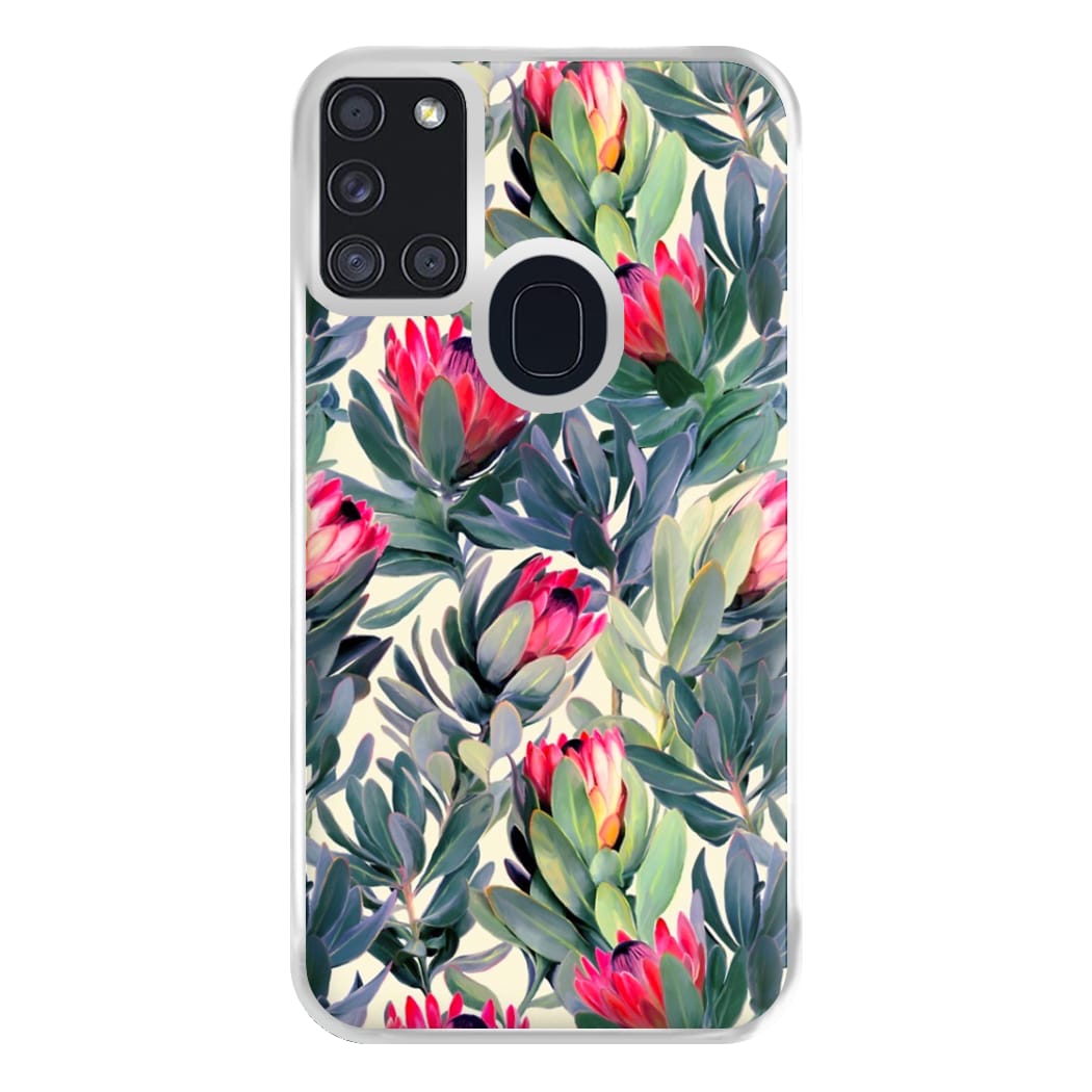 Painted Protea Pattern Phone Case for Galaxy A21s