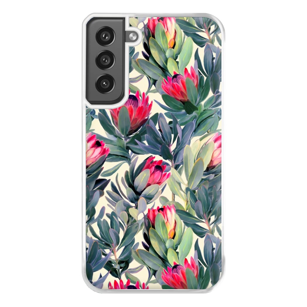 Painted Protea Pattern Phone Case for Galaxy S21FE