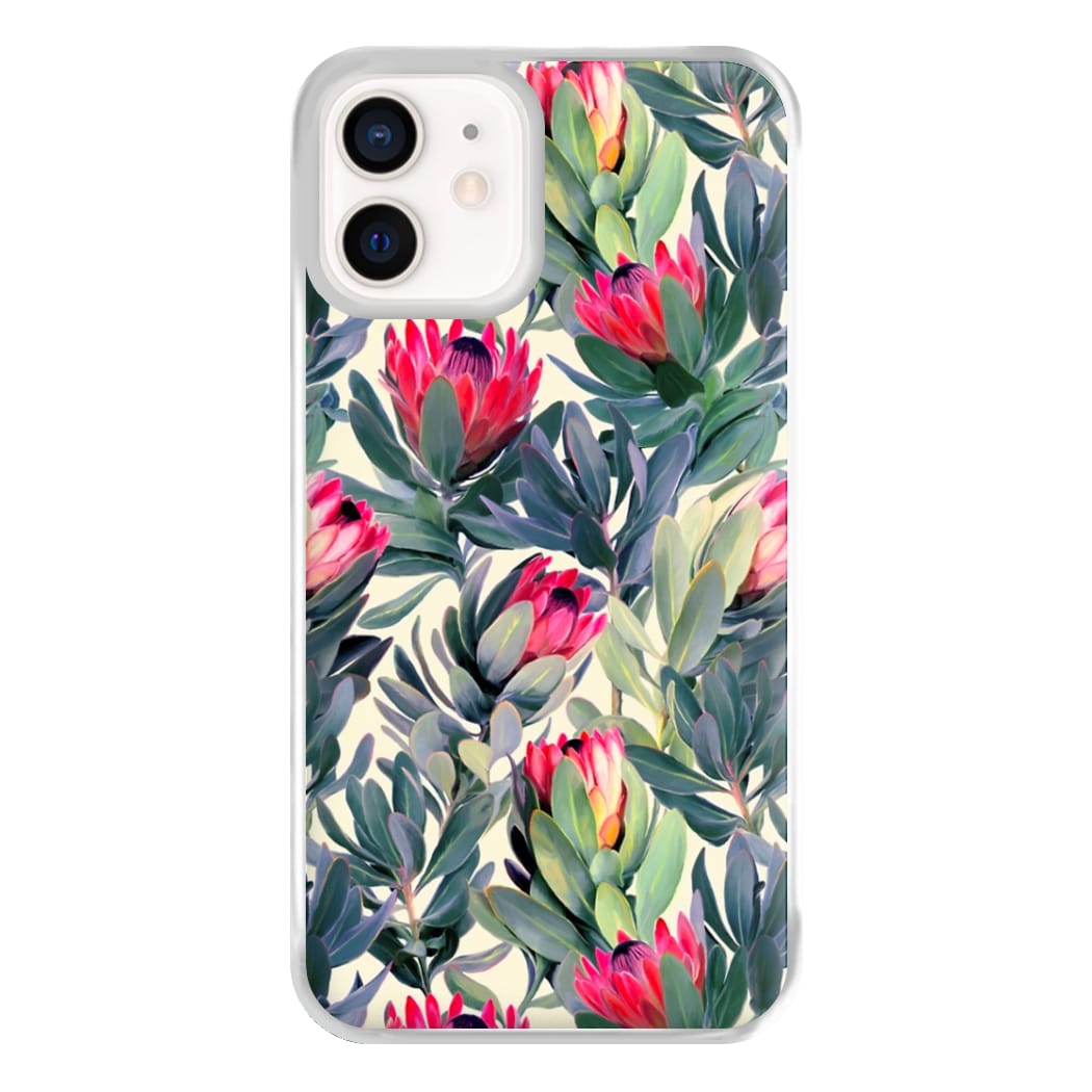 Painted Protea Pattern Phone Case for iPhone 12 Mini