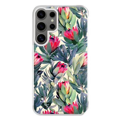 Painted Protea Pattern Phone Case for Galaxy S24 Ultra