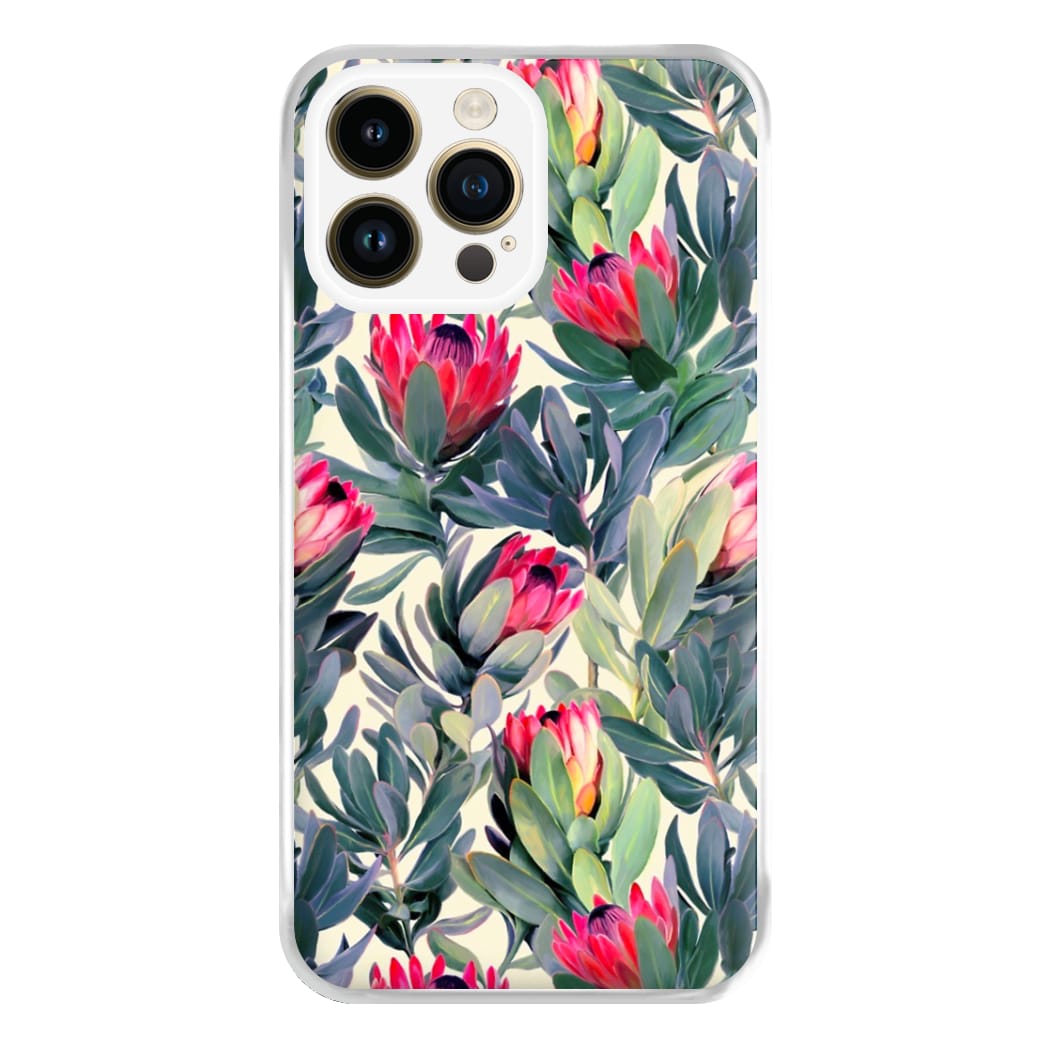 Painted Protea Pattern Phone Case for iPhone 14 Pro Max