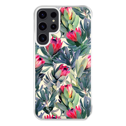 Painted Protea Pattern Phone Case for Galaxy S23 Ultra