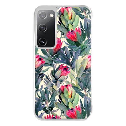 Painted Protea Pattern Phone Case for Galaxy S20