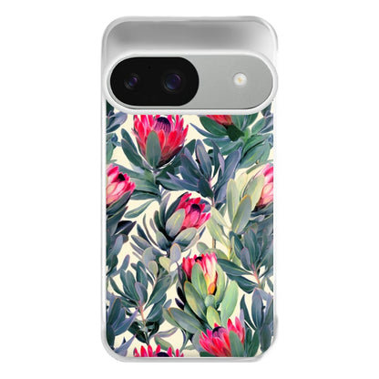 Painted Protea Pattern Phone Case for Google Pixel 9 / 9 Pro