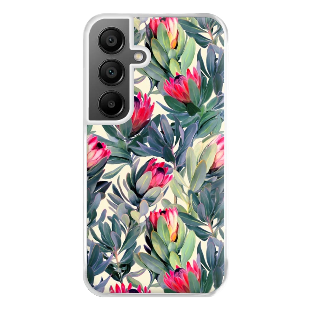 Painted Protea Pattern Phone Case for Galaxy A55