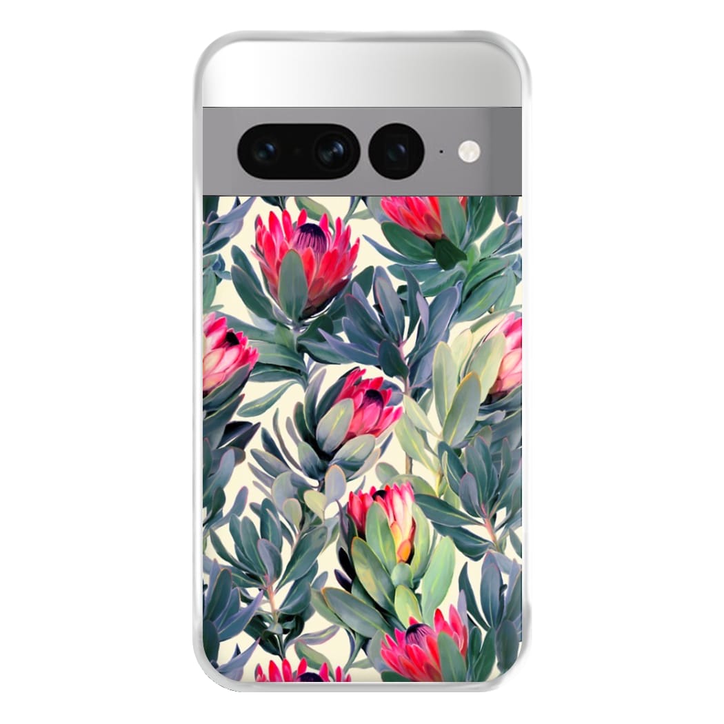 Painted Protea Pattern Phone Case for Google Pixel 7 Pro