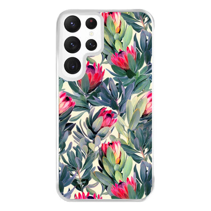 Painted Protea Pattern Phone Case for Galaxy S22 Ultra