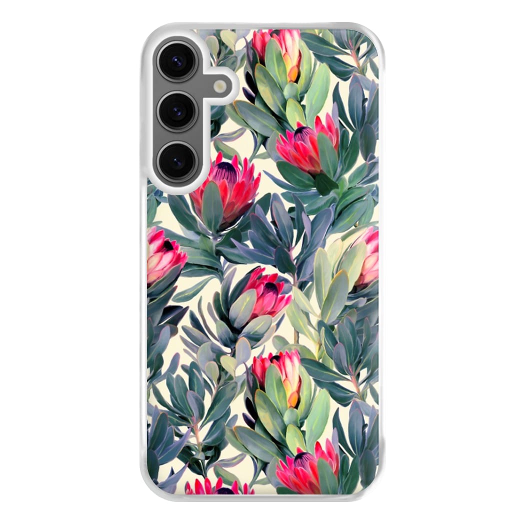 Painted Protea Pattern Phone Case for Galaxy S24FE