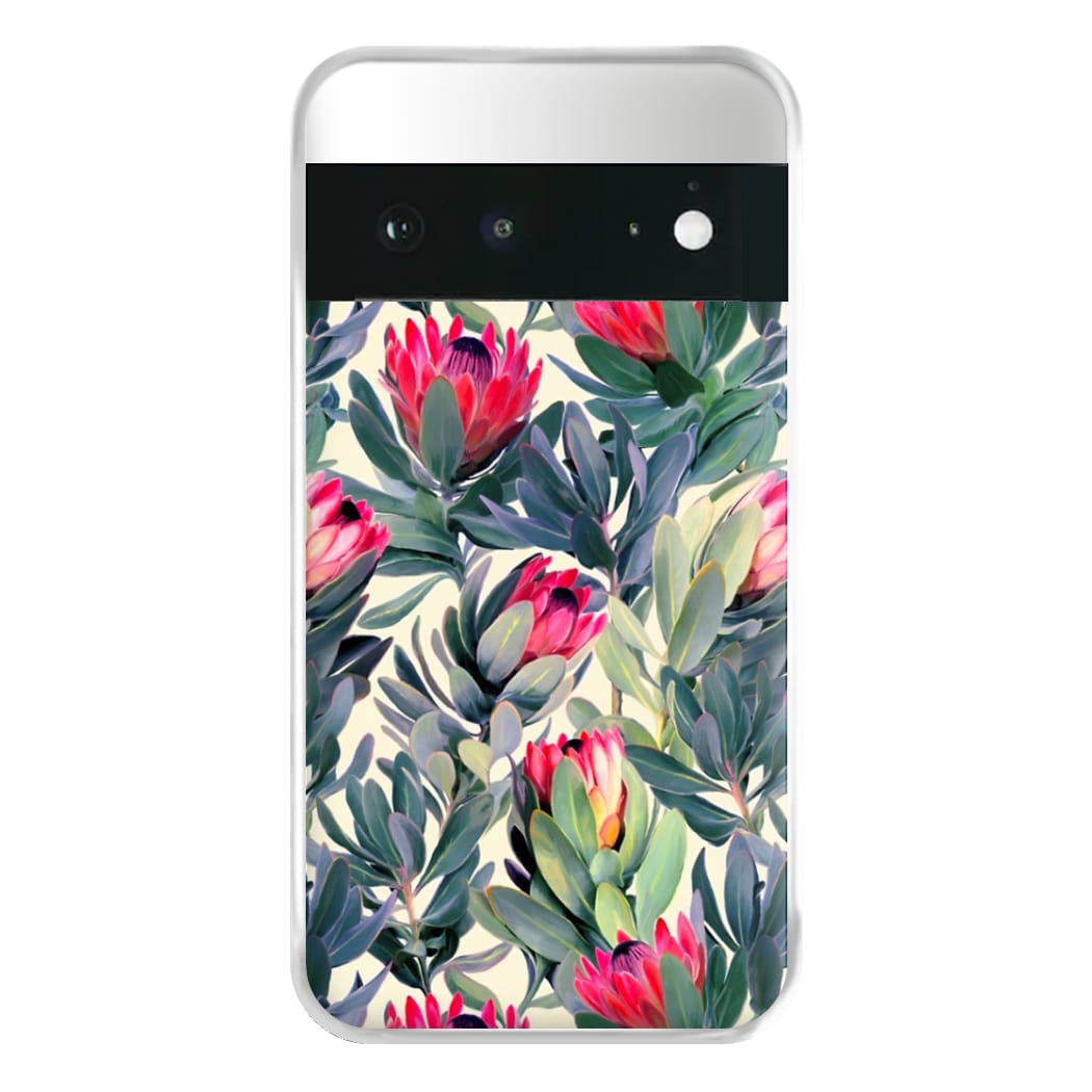 Painted Protea Pattern Phone Case for Google Pixel 6a