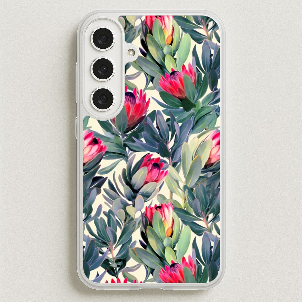 Painted Protea Pattern Phone Case for Galaxy S25FE