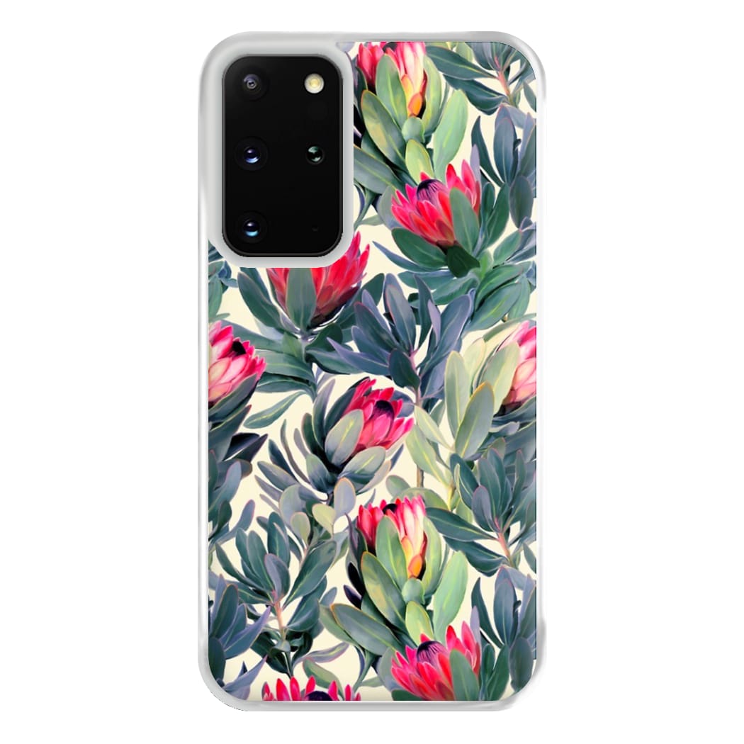 Painted Protea Pattern Phone Case for Galaxy S20 Plus