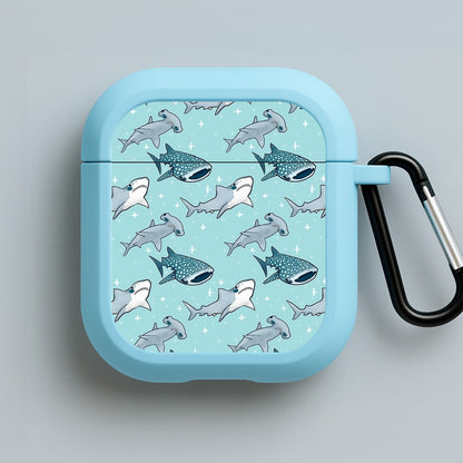 Shark Pattern Blue AirPods Case