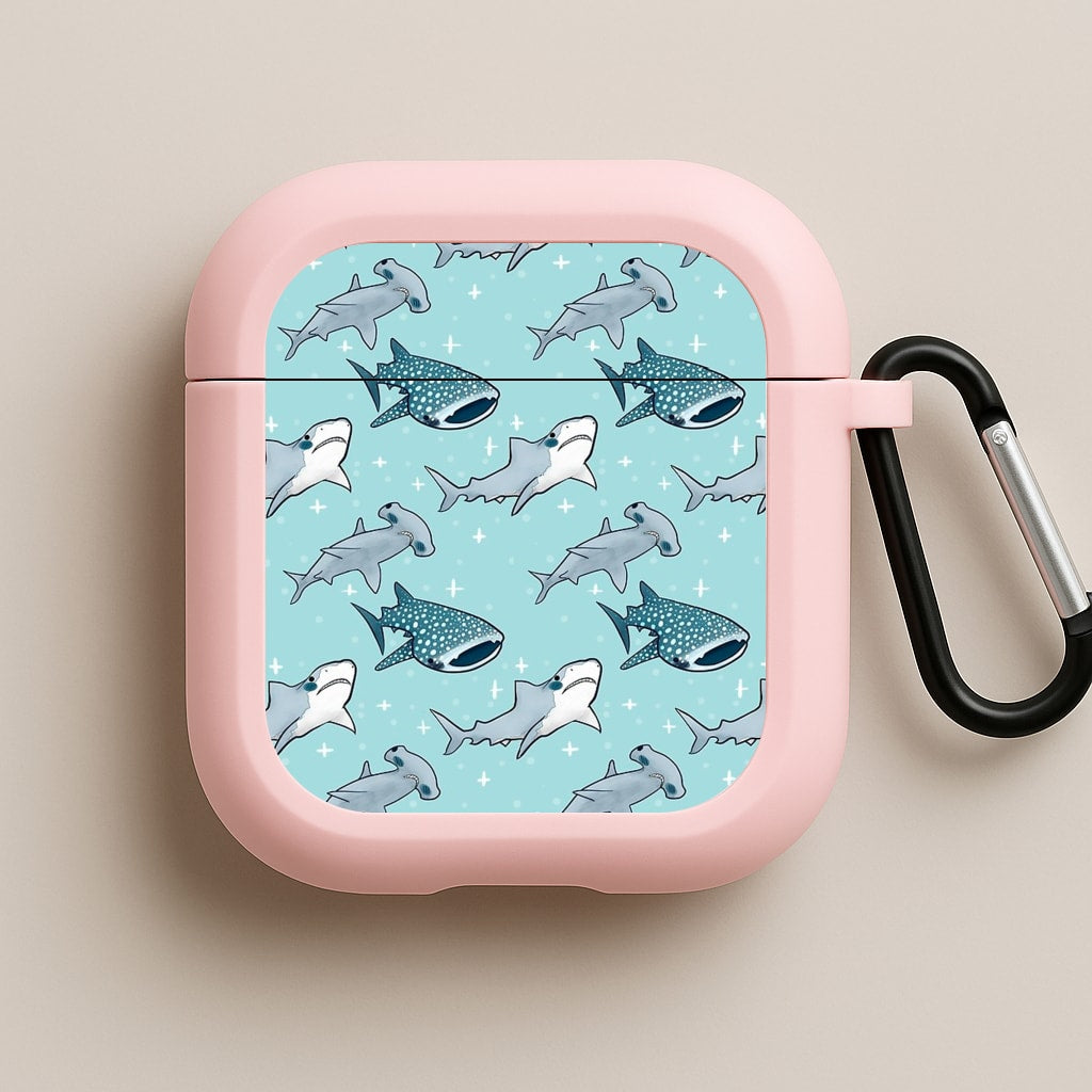 Shark Pattern Pink AirPods Case