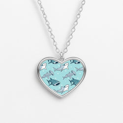 Shark Pattern Heart Necklace