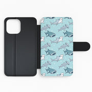 Shark Pattern Flip Wallet Phone Case 2