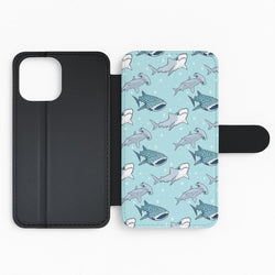 Shark Pattern Flip Wallet Phone Case