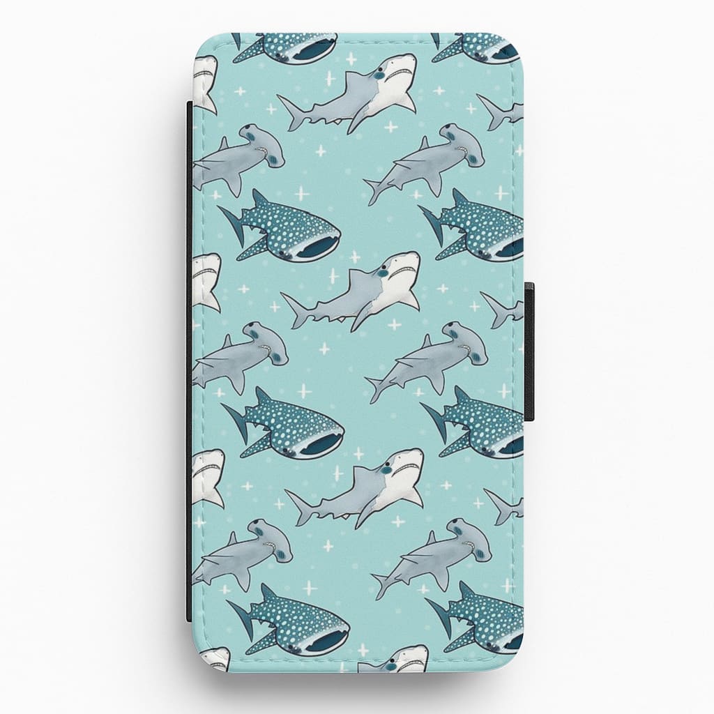 Shark Pattern Flip Wallet Phone Case
