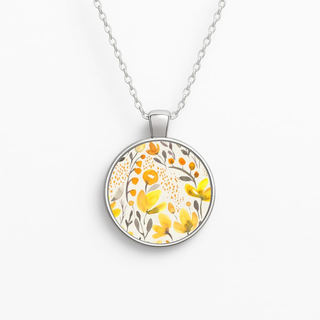 Yellow Field Floral Circle Necklace