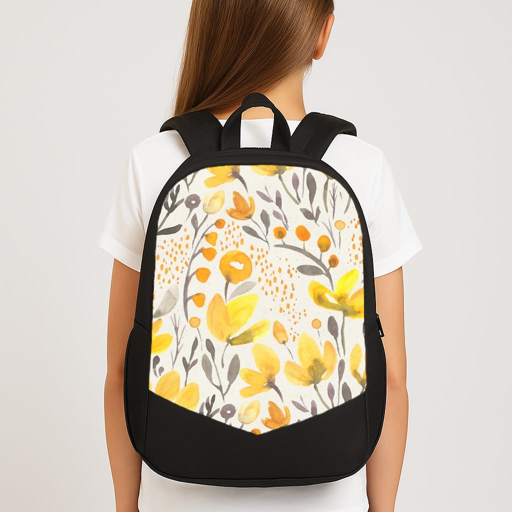 Yellow Field Floral Large School Bag