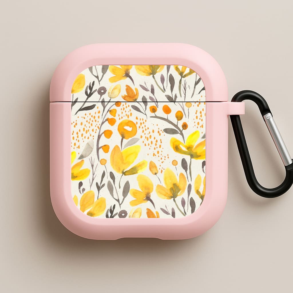 Yellow Field Floral Pink AirPods Case