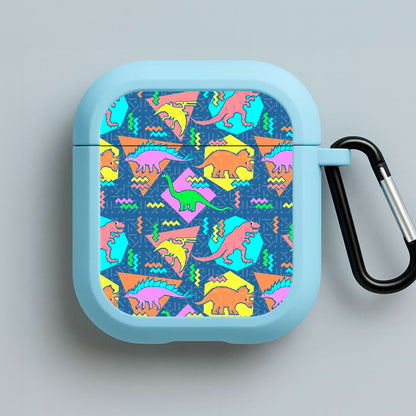Nineties Dinosaurs Pattern Blue AirPods Case