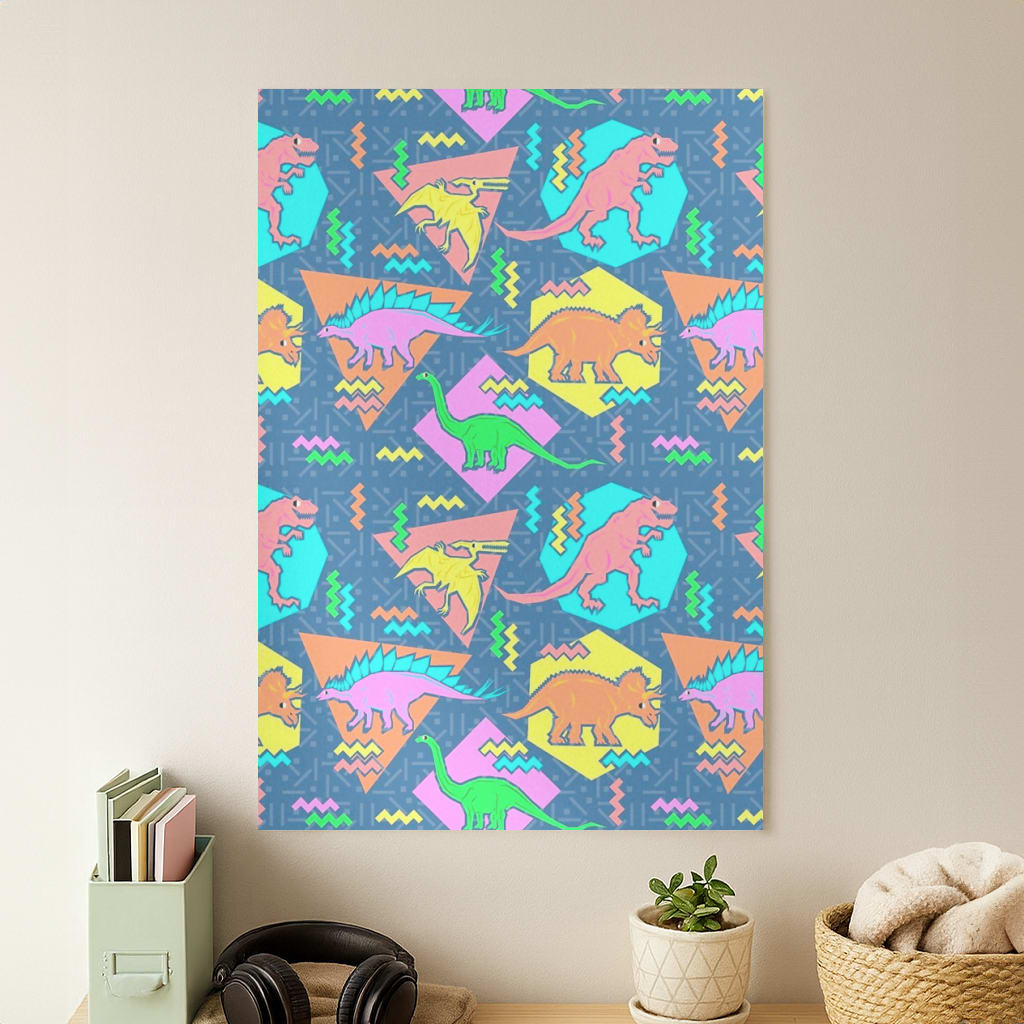 Nineties Dinosaurs Pattern Poster