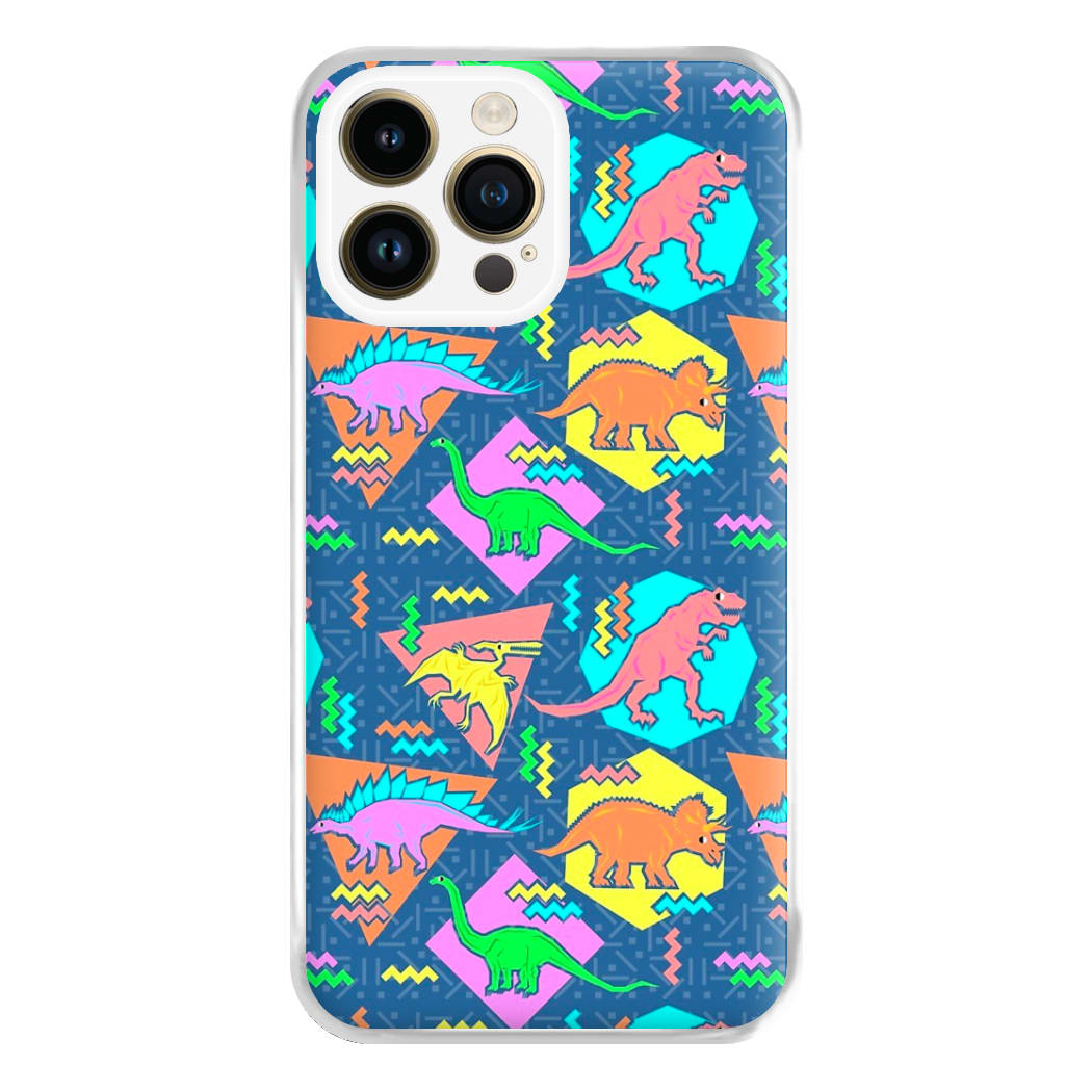 Nineties Dinosaurs Pattern Phone Case for iPhone 14 Pro Max