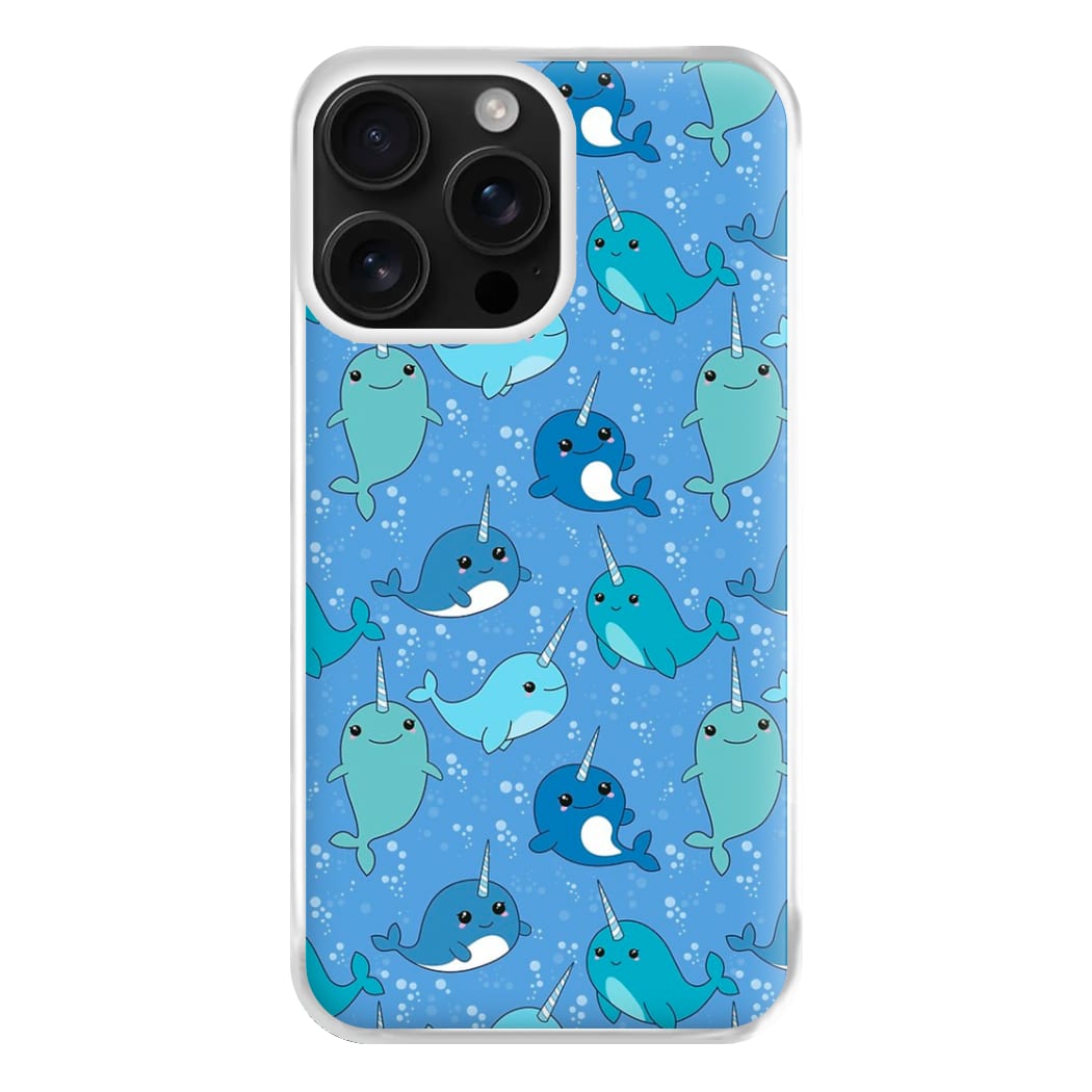 Narwhal Pattern Phone Case for iPhone 16 Pro Max