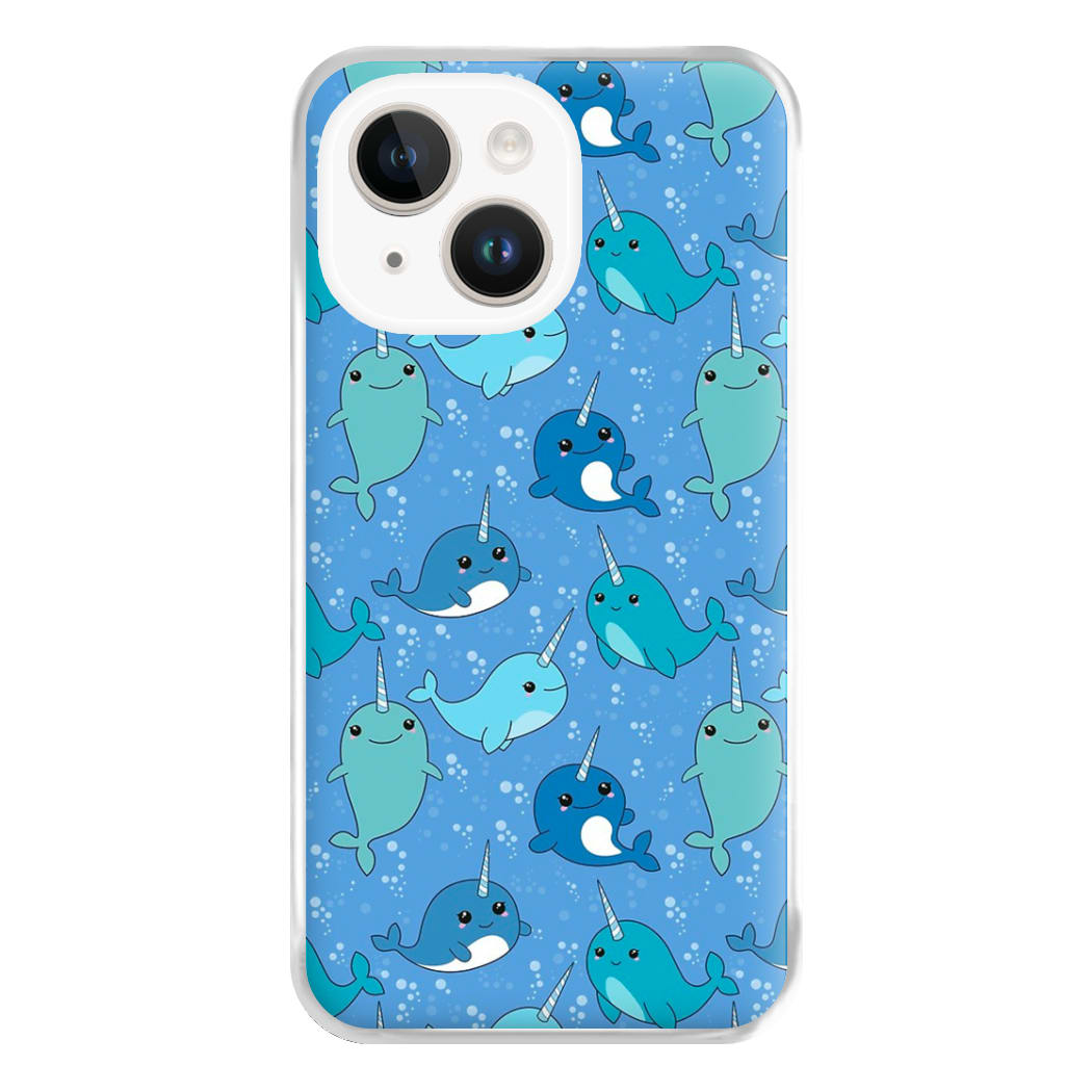 Narwhal Pattern Phone Case for iPhone 14 Plus