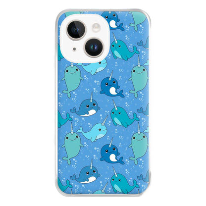 Narwhal Pattern Phone Case for iPhone 14 Plus