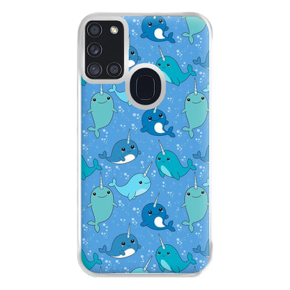 Narwhal Pattern Phone Case for Galaxy A21s