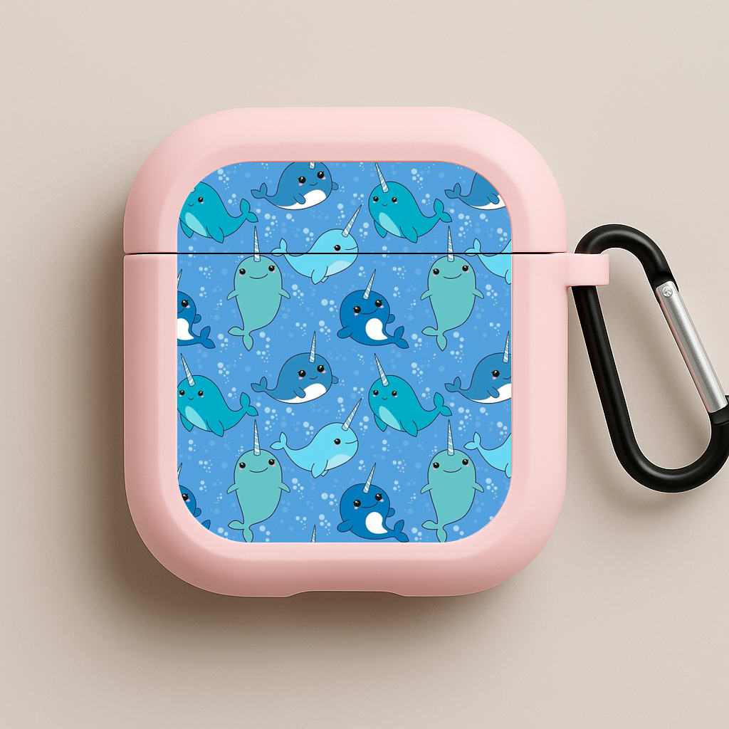 Narwhal Pattern Pink AirPods Case