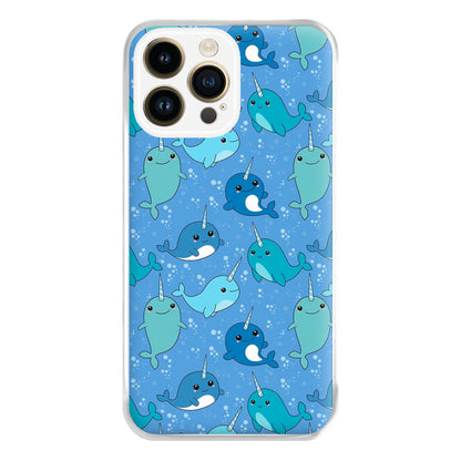 Narwhal Pattern Phone Case for iPhone 14 Pro Max